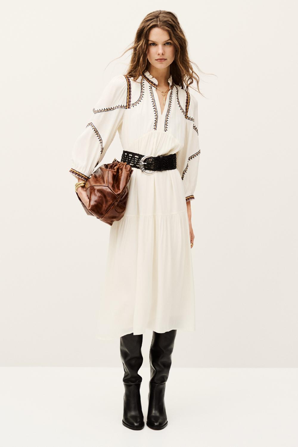 Ba&sh Robe Longue Tunia Blanc Ecru