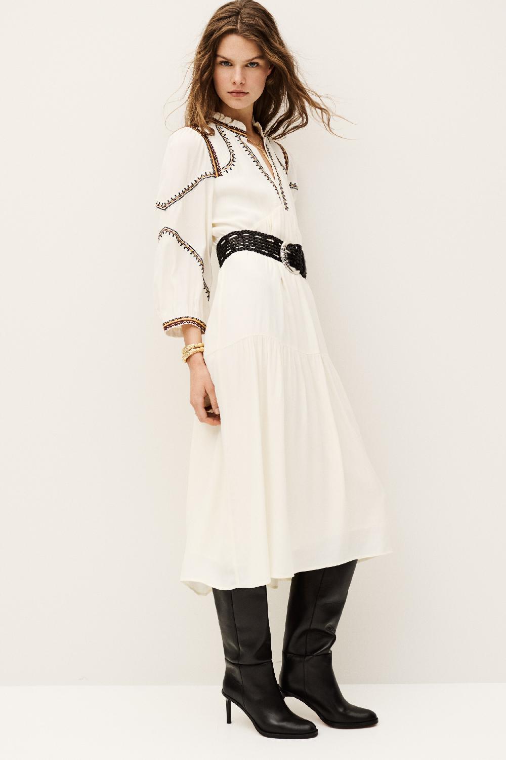 ba&sh Robe Longue Tunia Blanc Ecru