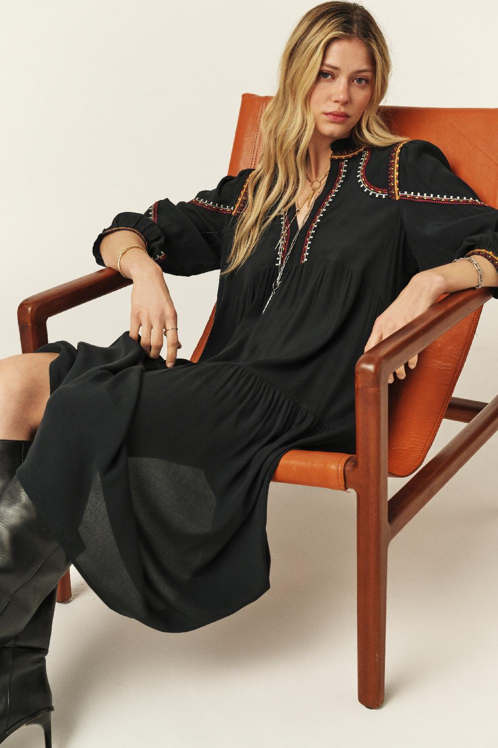 Ba&sh Robe Longue Tunia Carbone