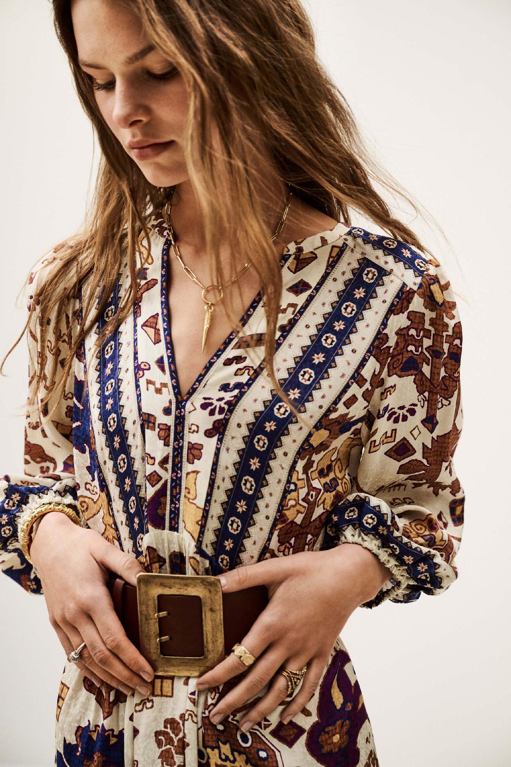 Ba&sh Robe Longue Valley Blanc Ecru