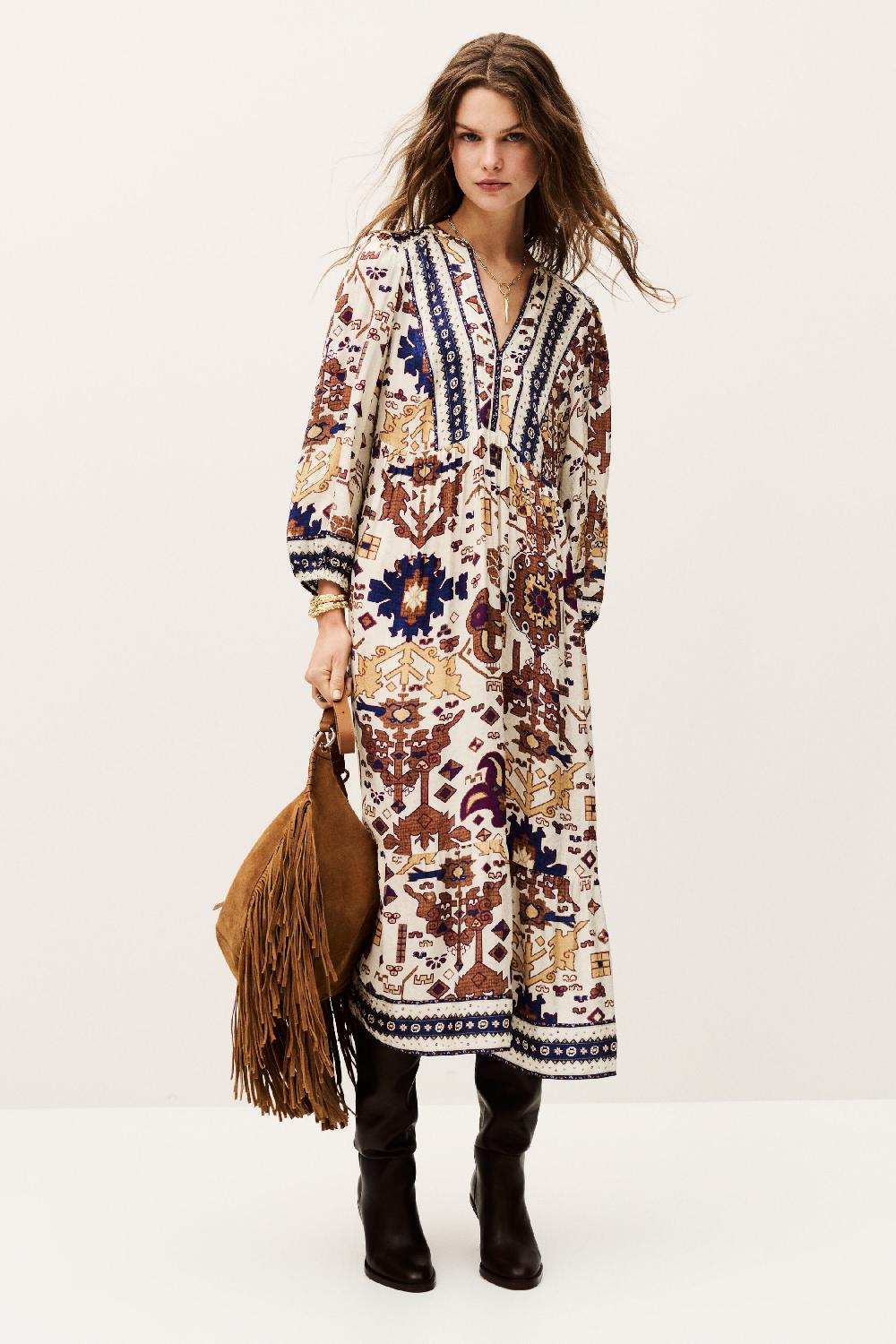 Ba&sh Robe Longue Valley Blanc Ecru