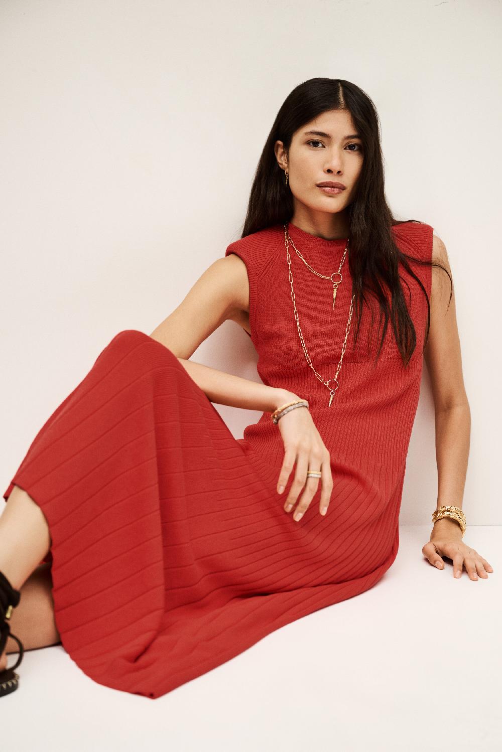 Ba&sh Robe Longueur Maxi Essie Rouge
