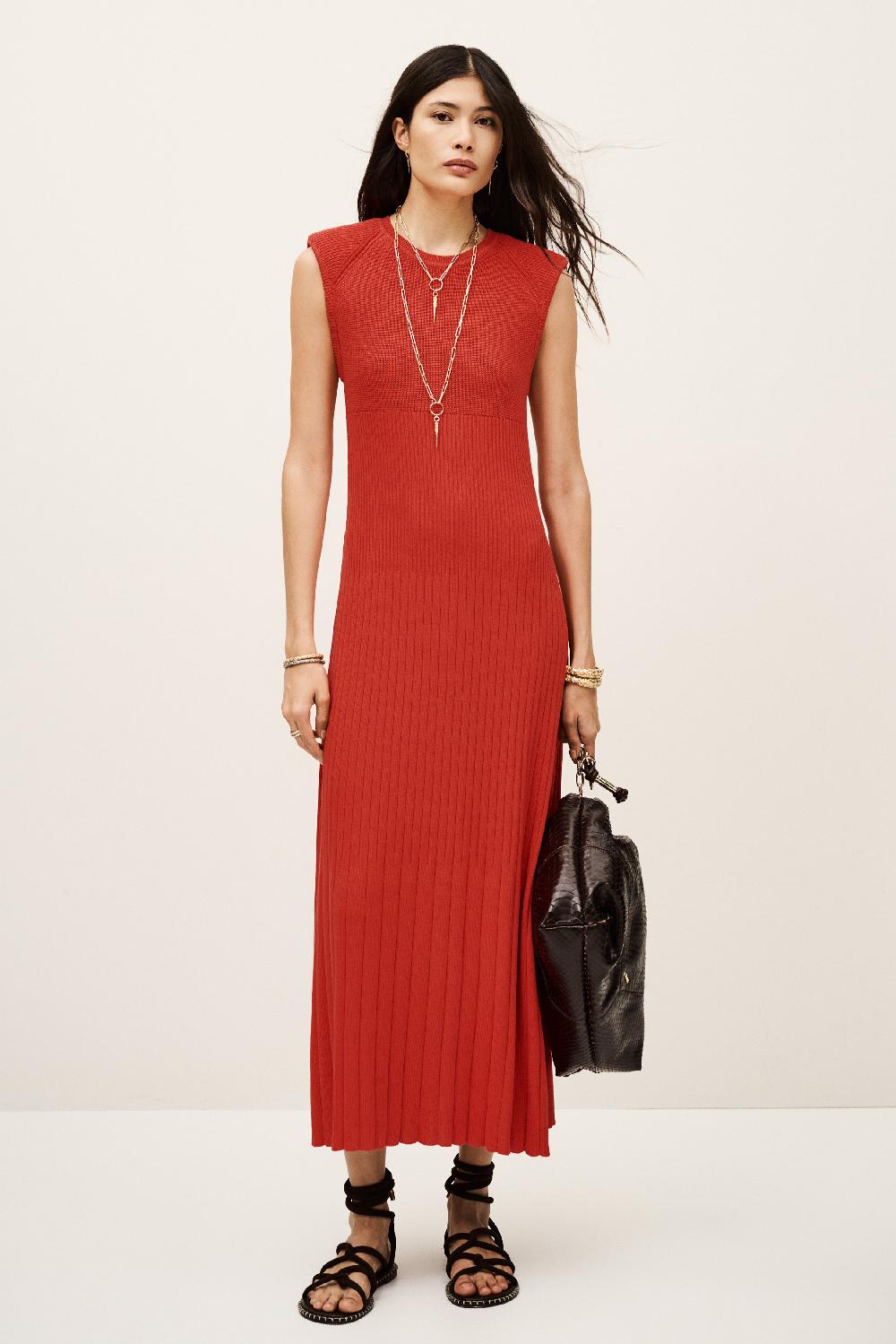 ba&sh Robe Longueur Maxi Essie Rouge