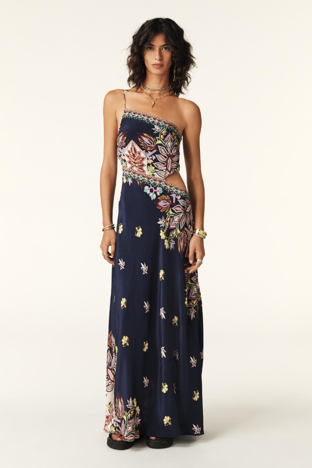 ba&sh Robe Longueur Maxi Laxa Marine