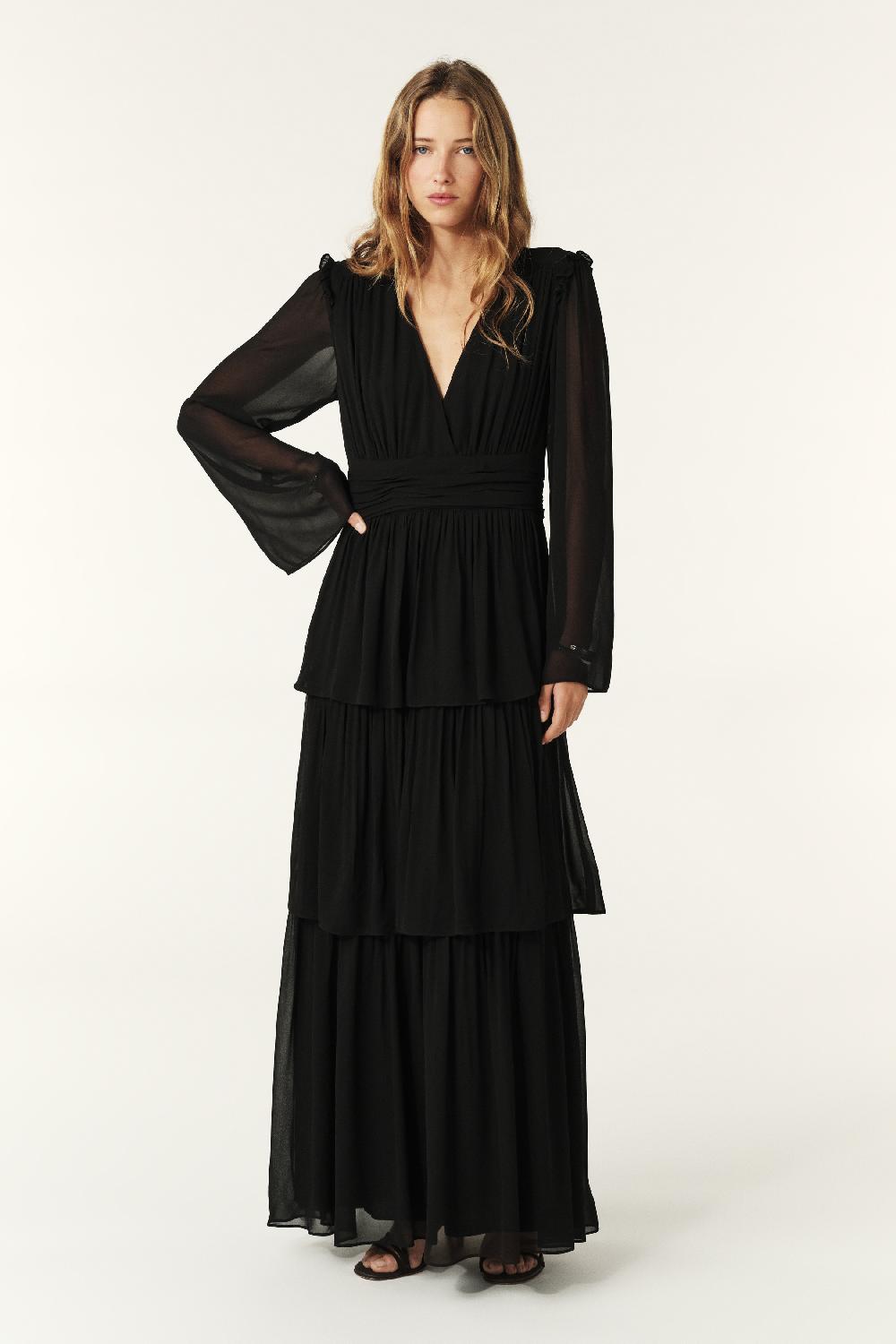 ba&sh Robe Longueur Maxi Sailor Noir