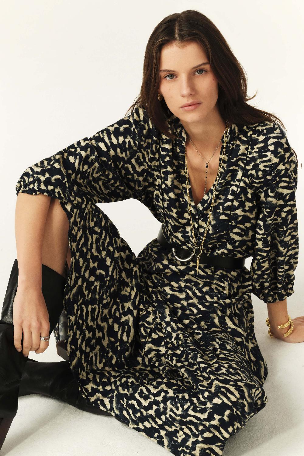 ba&sh Robe Longueur Midaxi Agatha Bleu Nuit