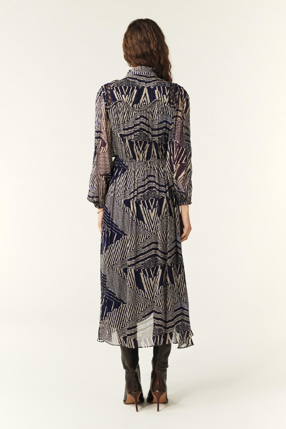 Ba&sh Robe Longueur Midi Antal Bleu Nuit