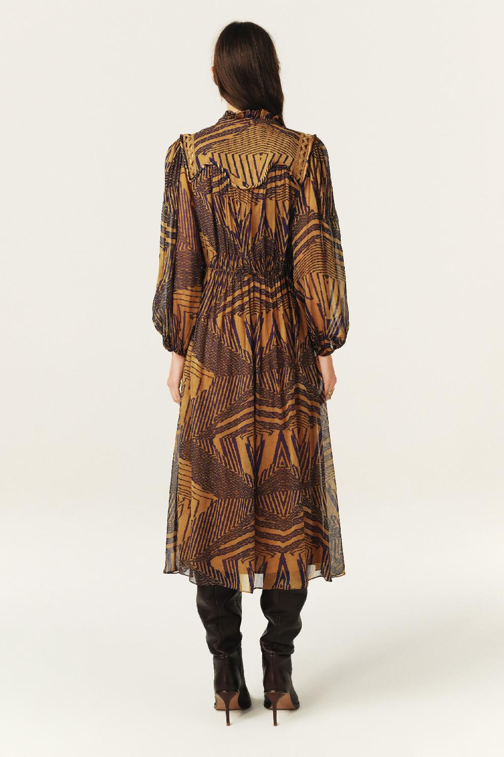 Ba&sh Robe Longueur Midi Antal Ocre