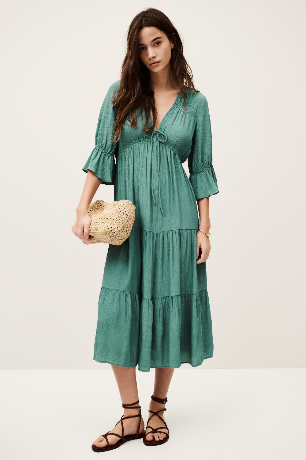 Ba&sh Robe Longueur Midi Hestia Vert