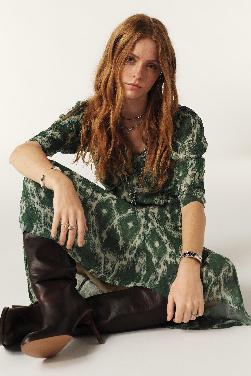 Ba&sh Robe Longueur Midi Matsa Kaki