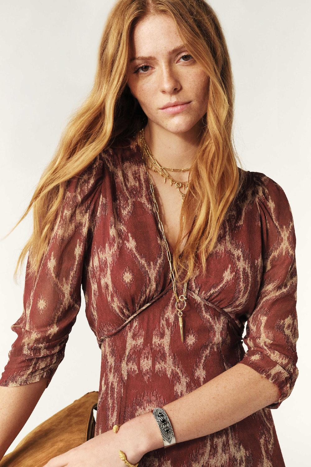 Ba&sh Robe Longueur Midi Matsa Rouge