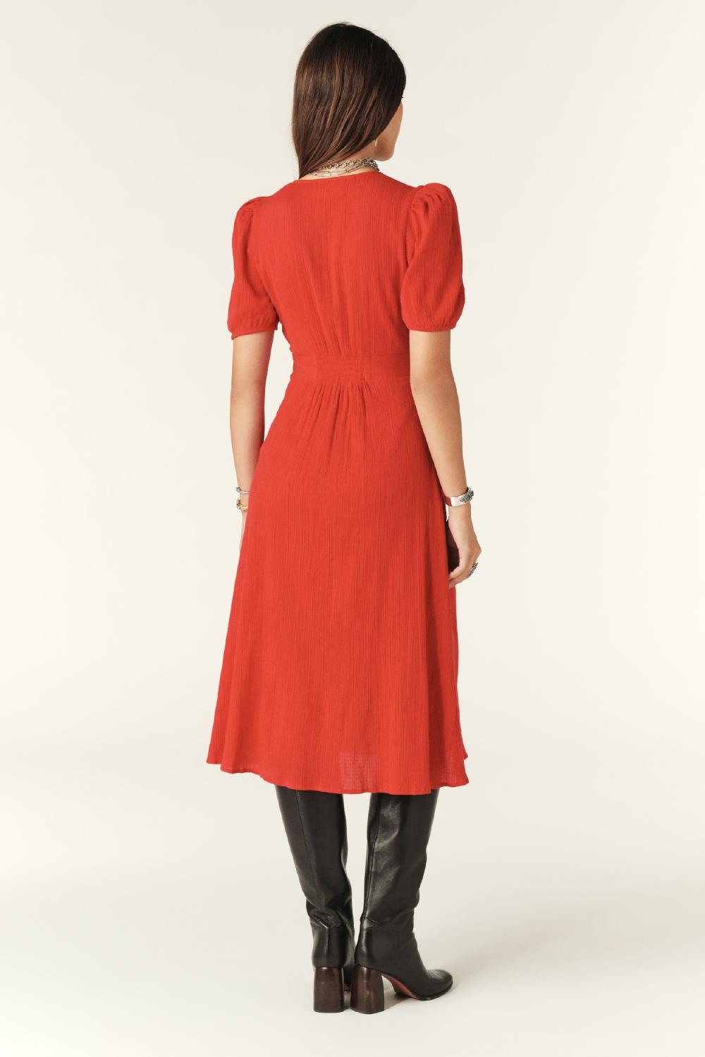 Ba&sh Robe Longueur Midi Stella Rouge
