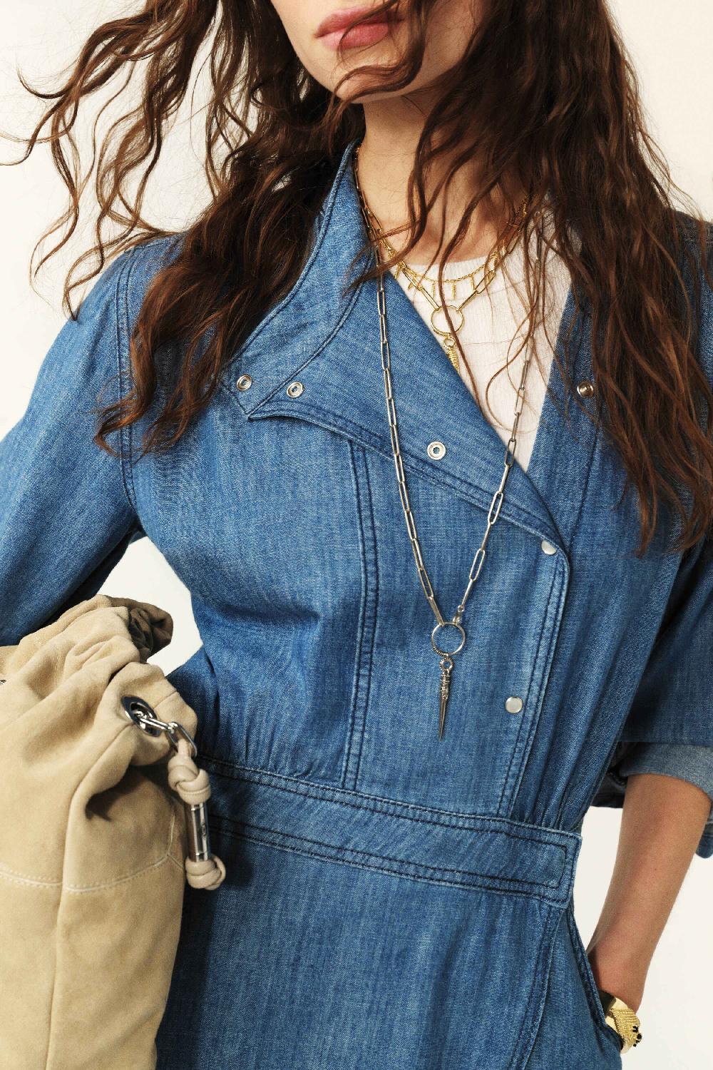 Ba&sh Robe Longueur Midi Wakie Bleu