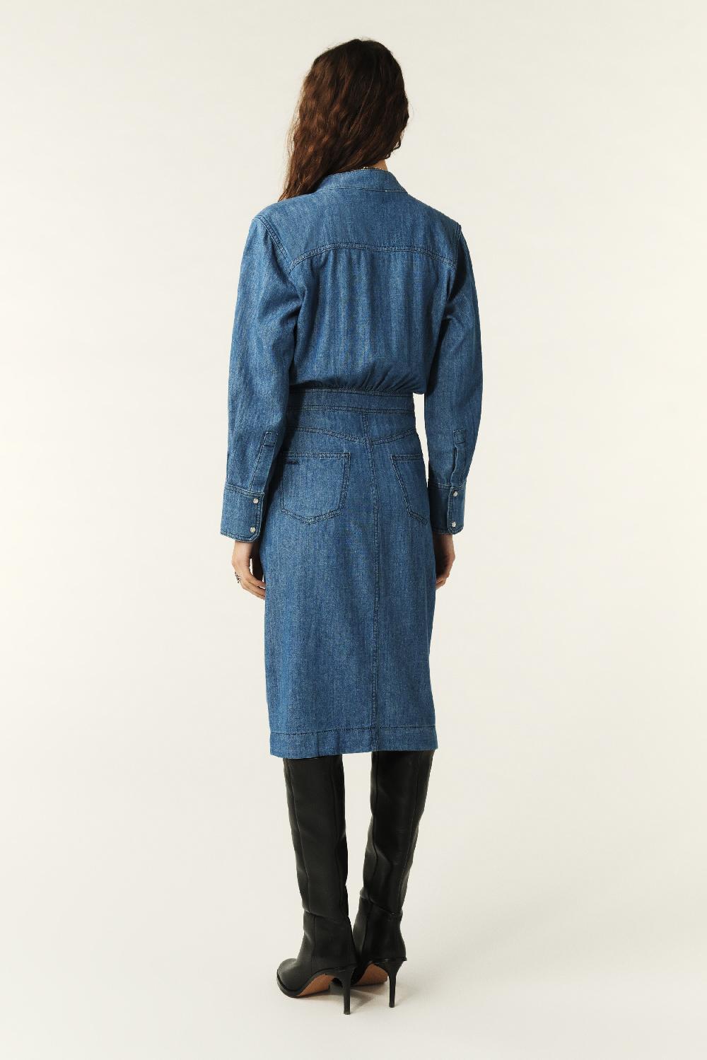 Ba&sh Robe Longueur Midi Wakie Bleu
