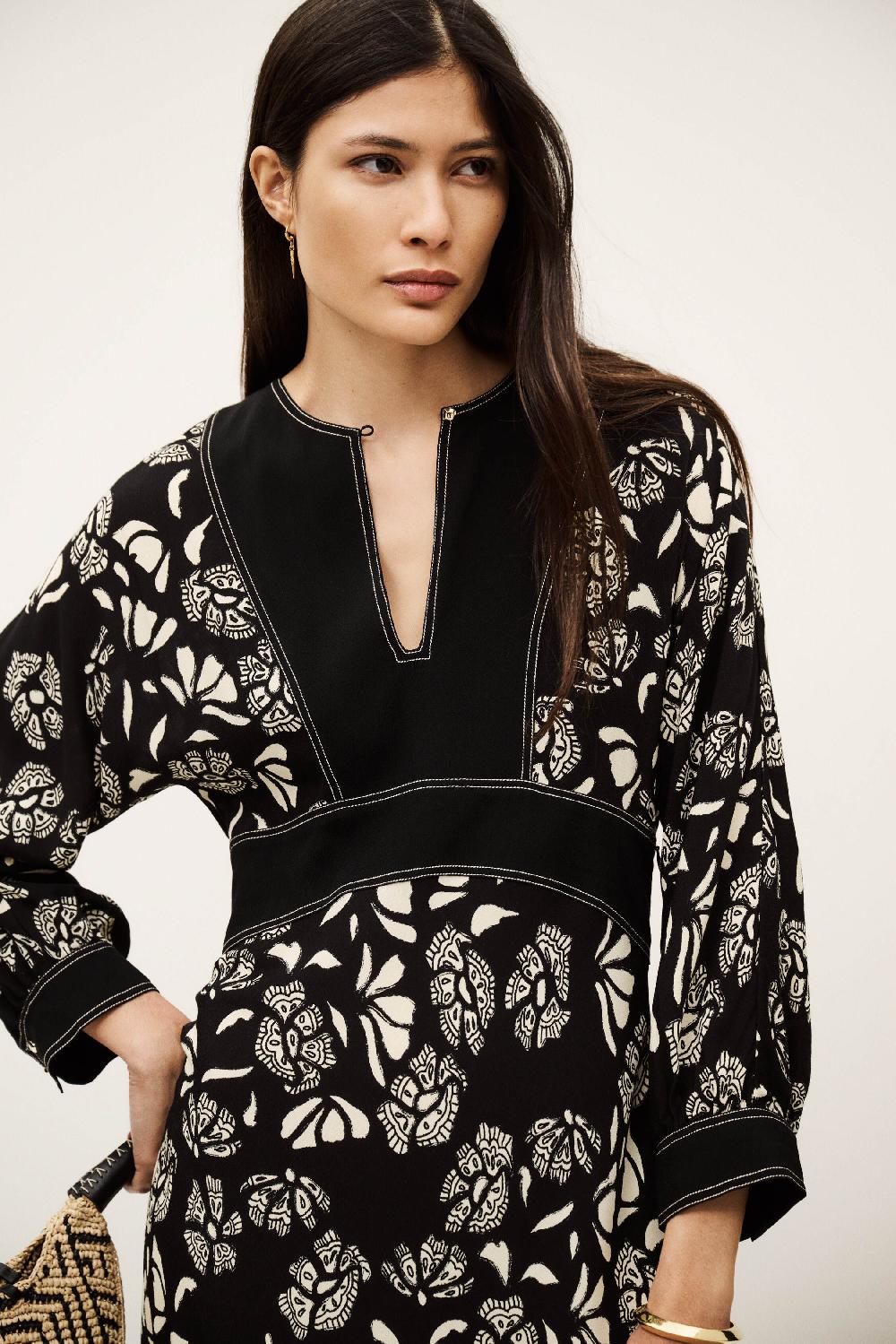 Ba&sh Robe Manches 3/4 Aude Noir