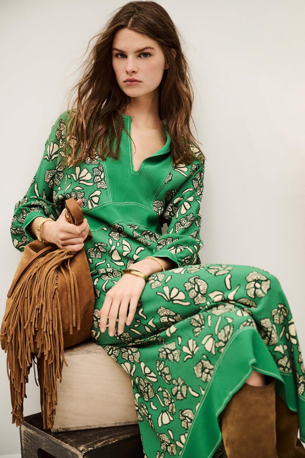 Ba&sh Robe Manches 3/4 Aude Vert