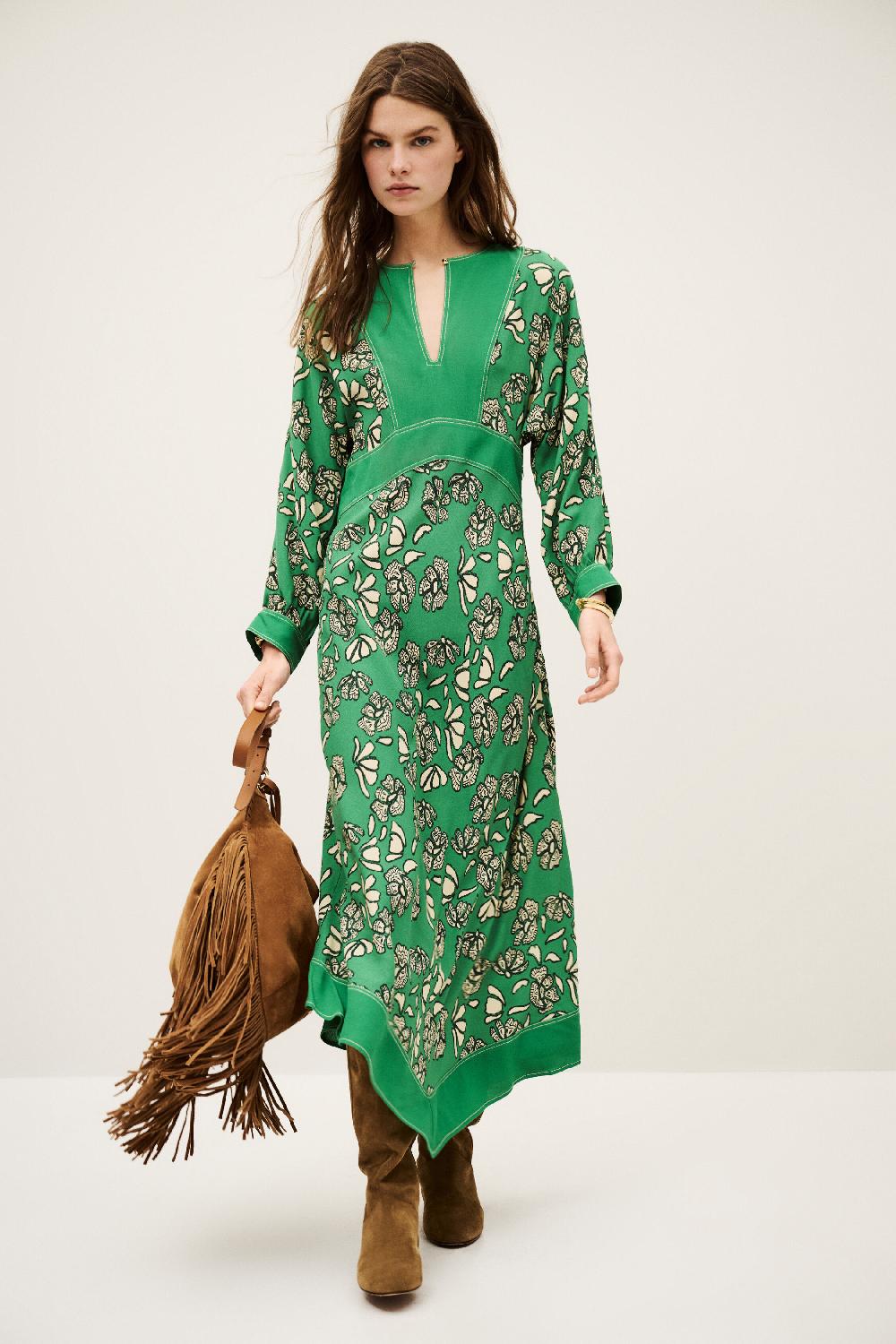 ba&sh Robe Manches 3/4 Aude Vert