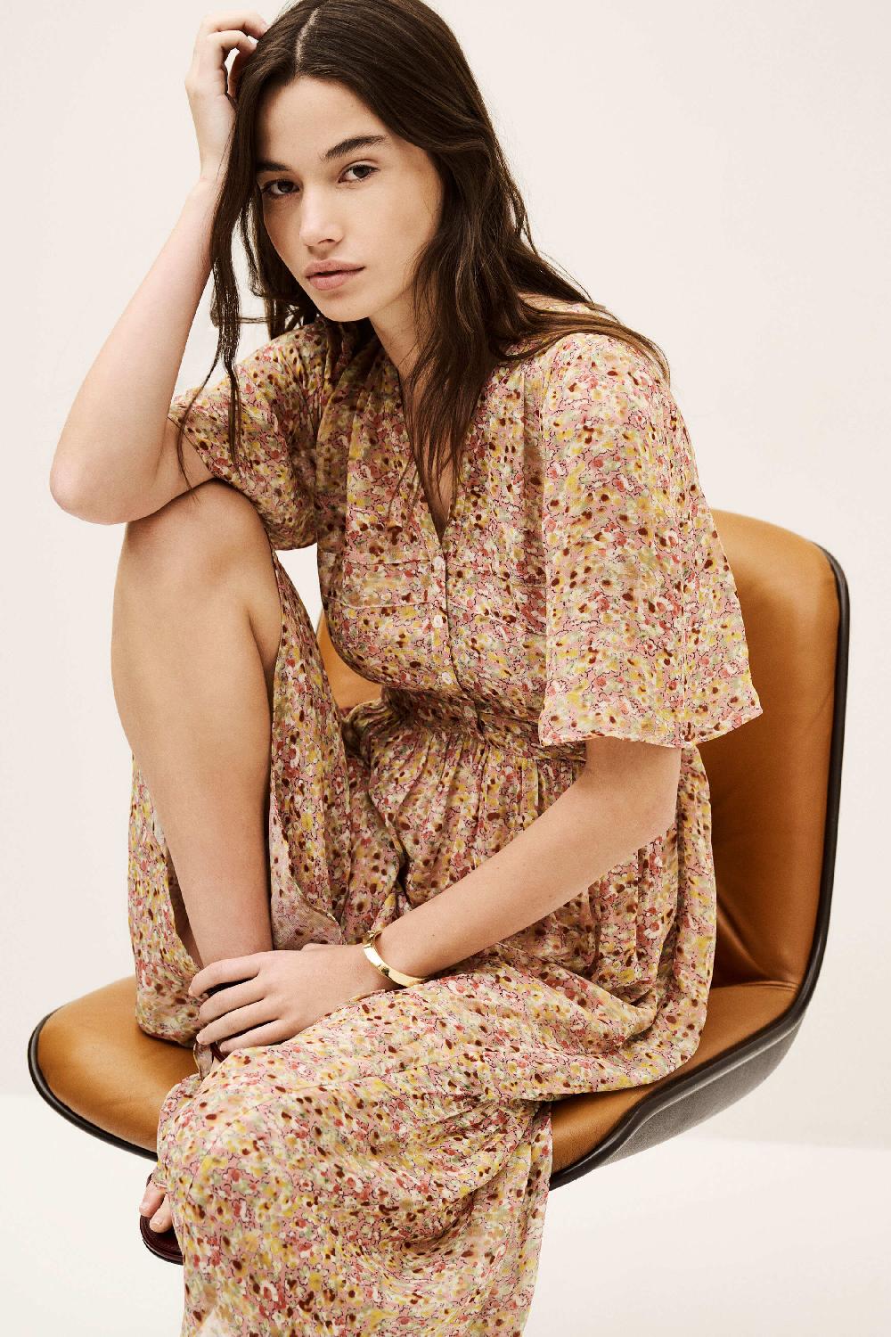 Ba&sh Robe Manches Courtes Lariol Rose