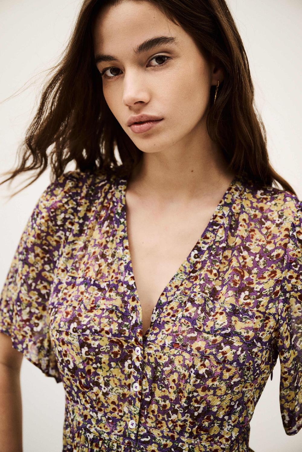 Ba&sh Robe Manches Courtes Lariol Violet