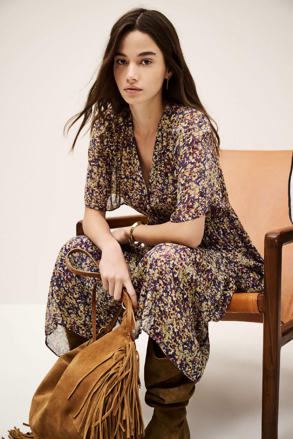 Ba&sh Robe Manches Courtes Lariol Violet