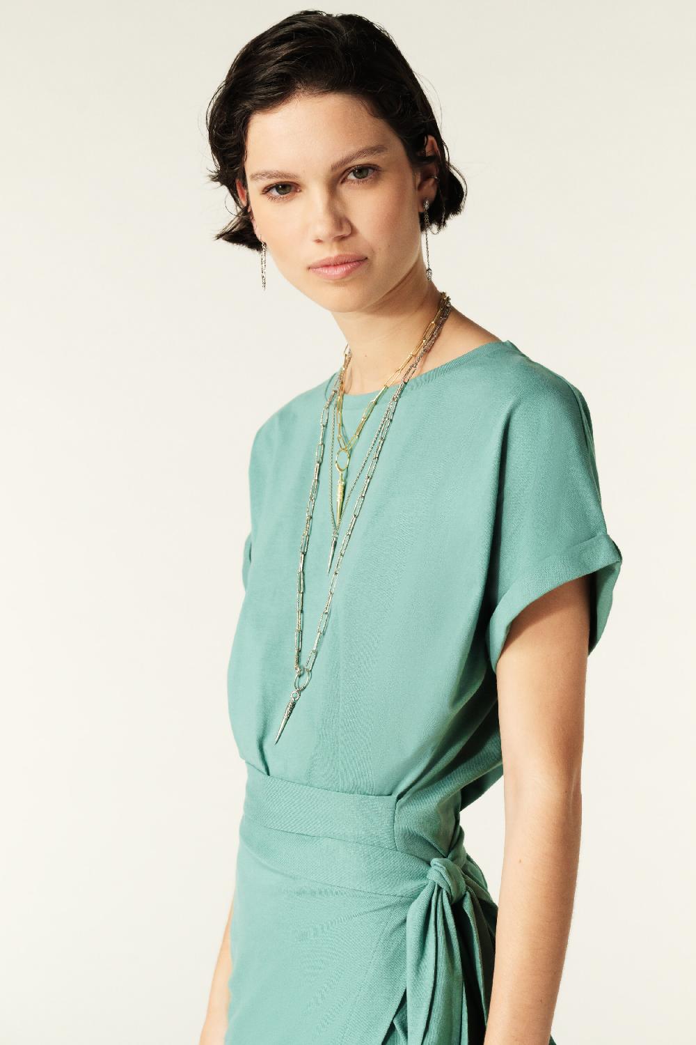 Ba&sh Robe Manches Courtes Rainbow Vert