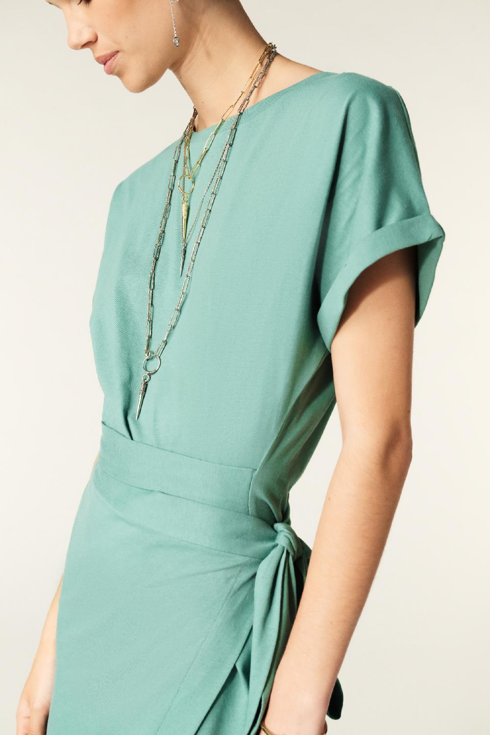 Ba&sh Robe Manches Courtes Rainbow Vert