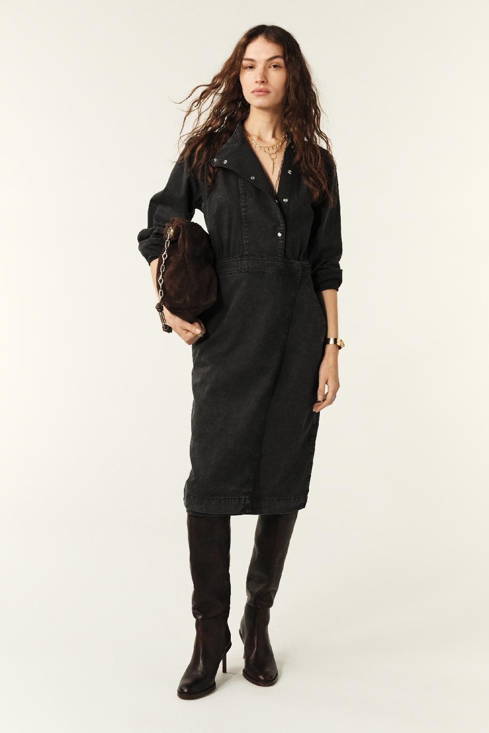 ba&sh Robe Manches Longues Bakie Noir