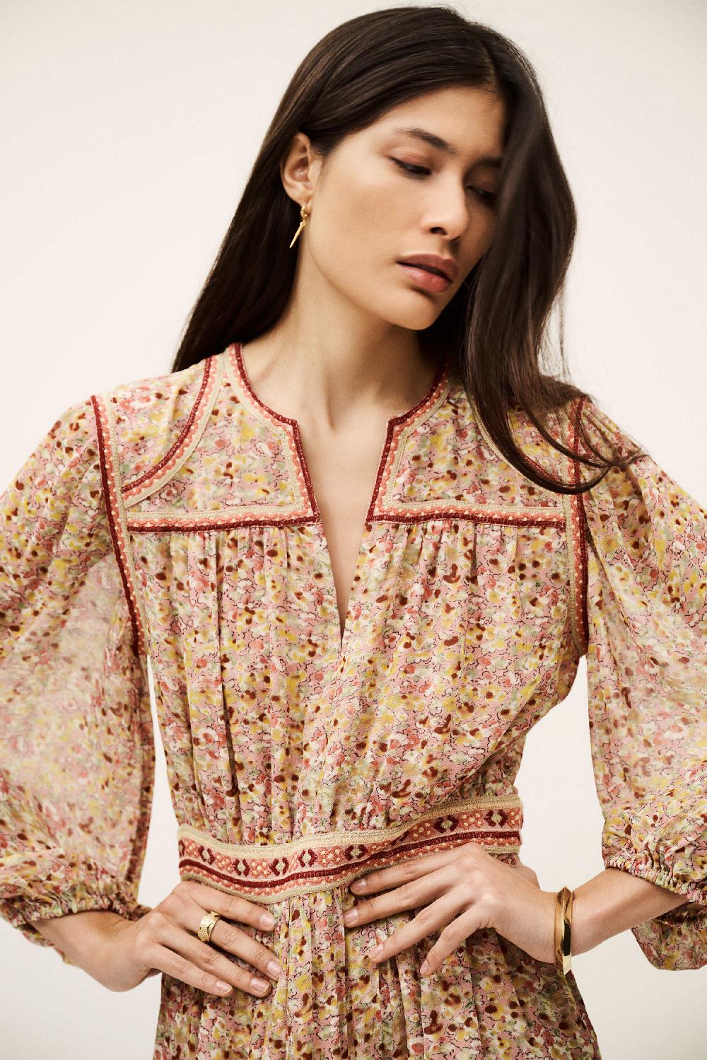 Ba&sh Robe Manches Longues Loly Rose