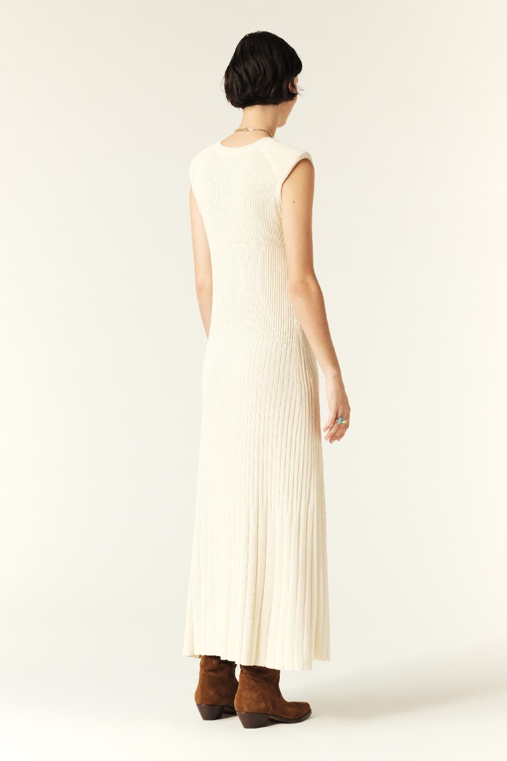 Ba&sh Robe Maxi Essie Blanc Ecru