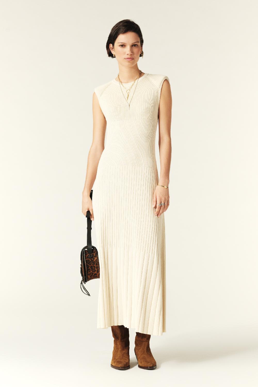 Ba&sh Robe Maxi Essie Blanc Ecru