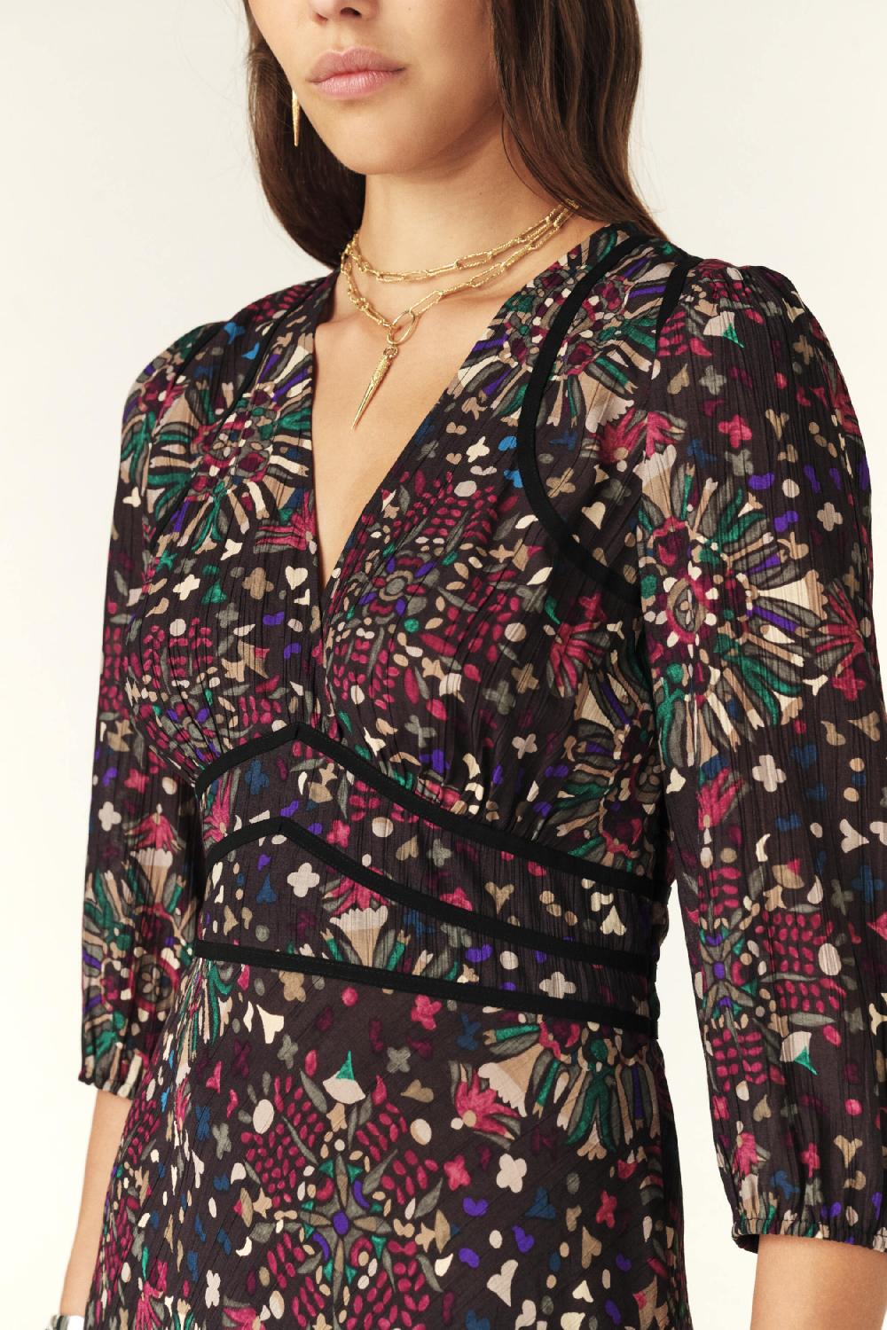 Ba&sh Robe Maxi ImpriméE Fazia Gris