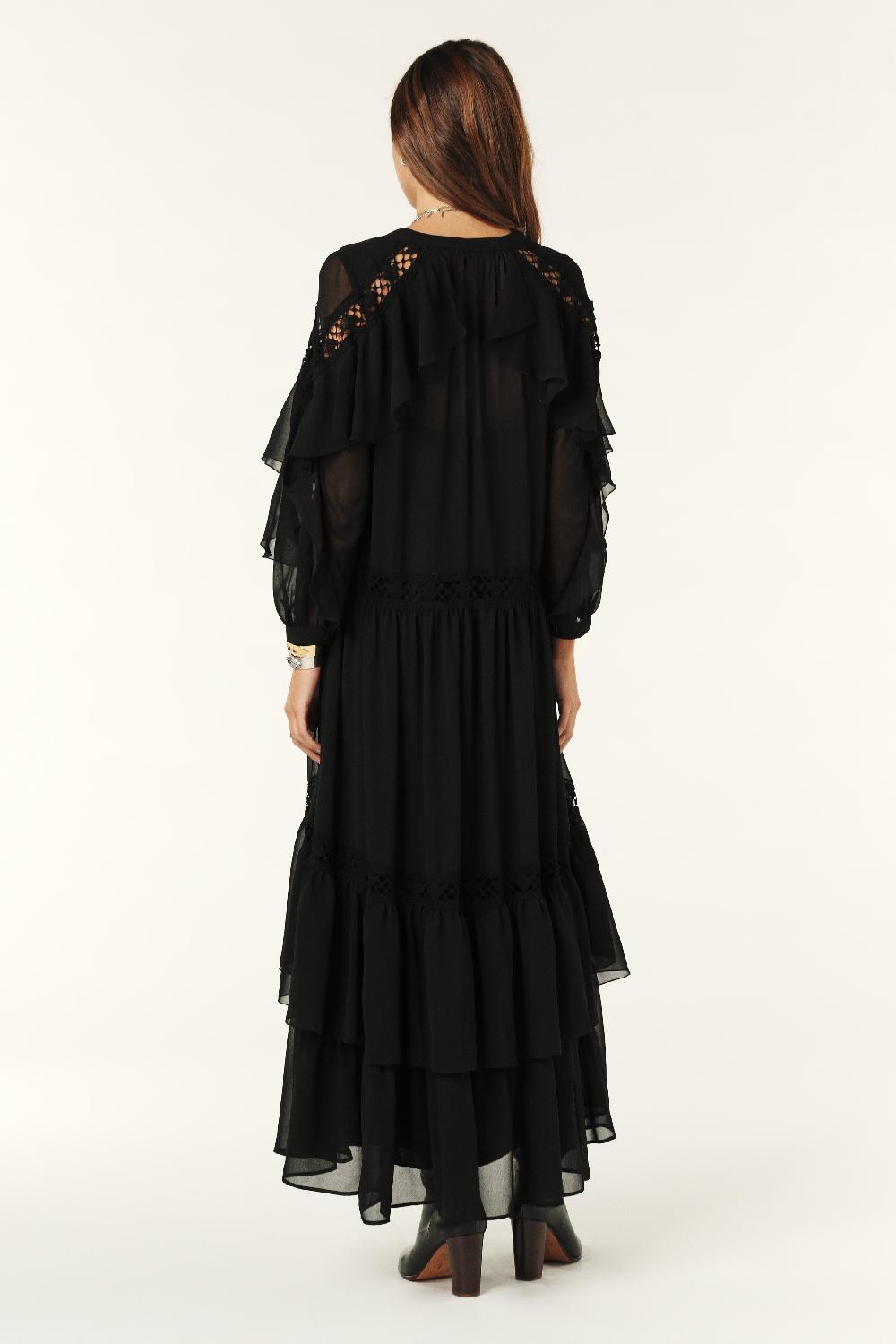 Ba&sh Robe Maxi VolantéE Meloe Noir