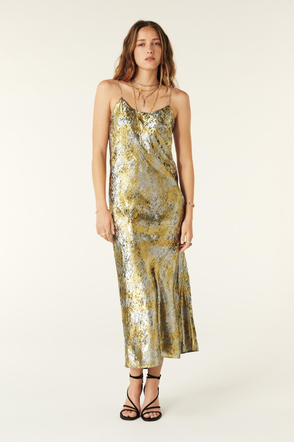 ba&sh Robe Midi à Bretelles Flavia Dore