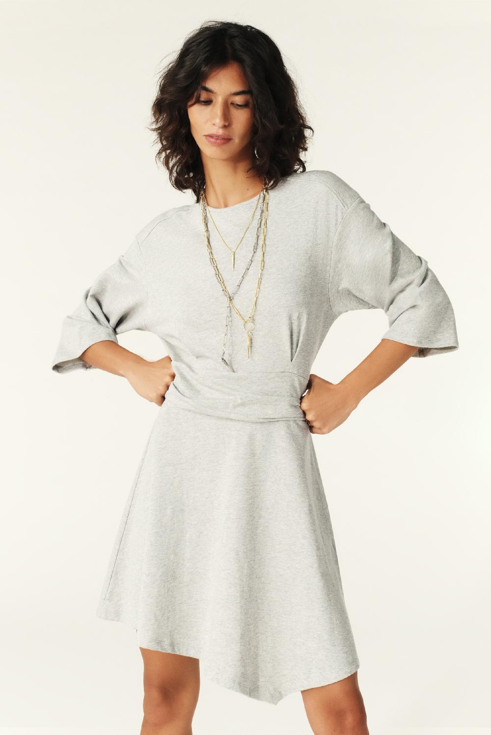 Ba&sh Robe Midi Astoria Gris