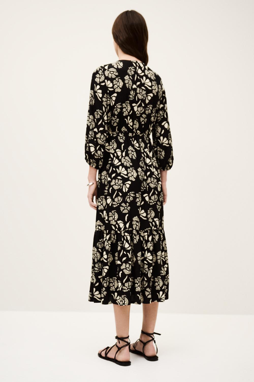 Ba&sh Robe Midi éVaséE Aferae Noir