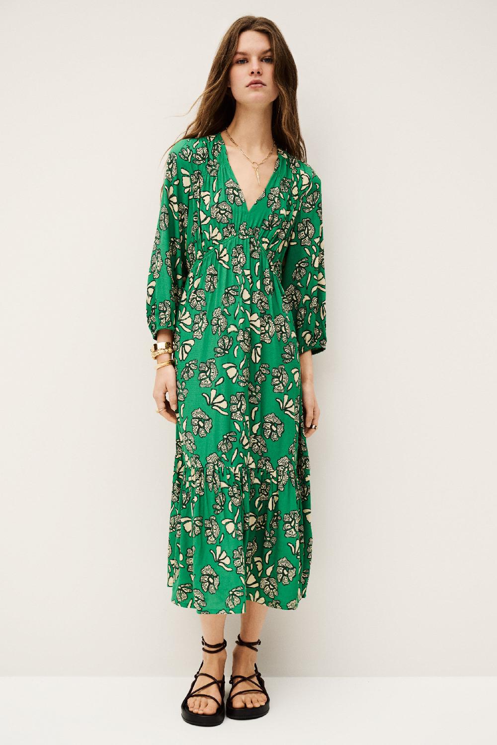 Ba&sh Robe Midi éVaséE Aferae Vert