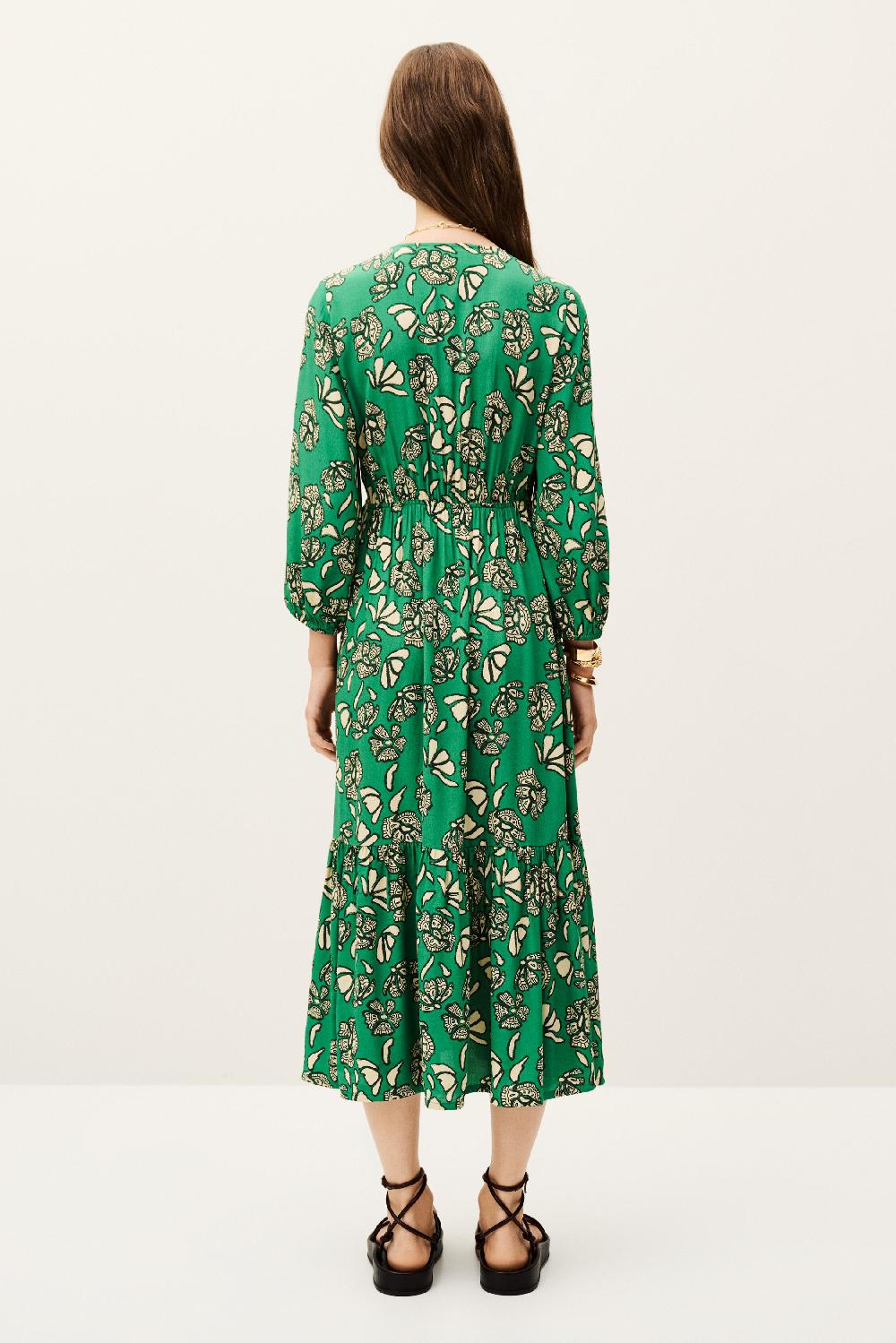Ba&sh Robe Midi éVaséE Aferae Vert