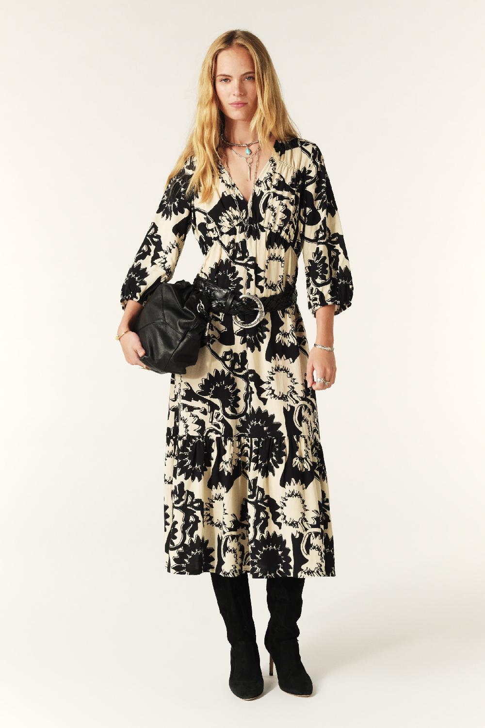 ba&sh Robe Midi Ferae Noir