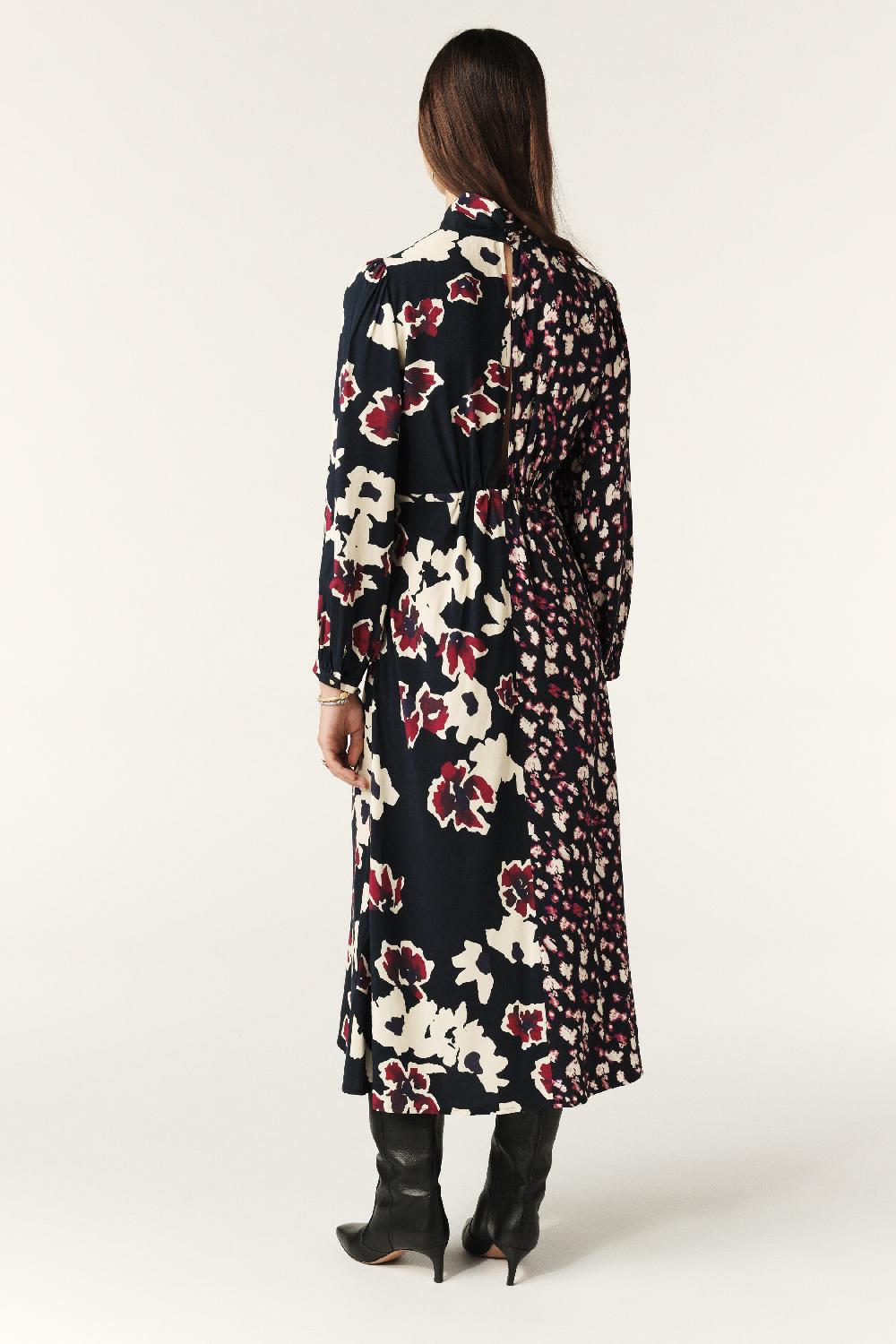 Ba&sh Robe Midi Fleurie Maeva Rouge