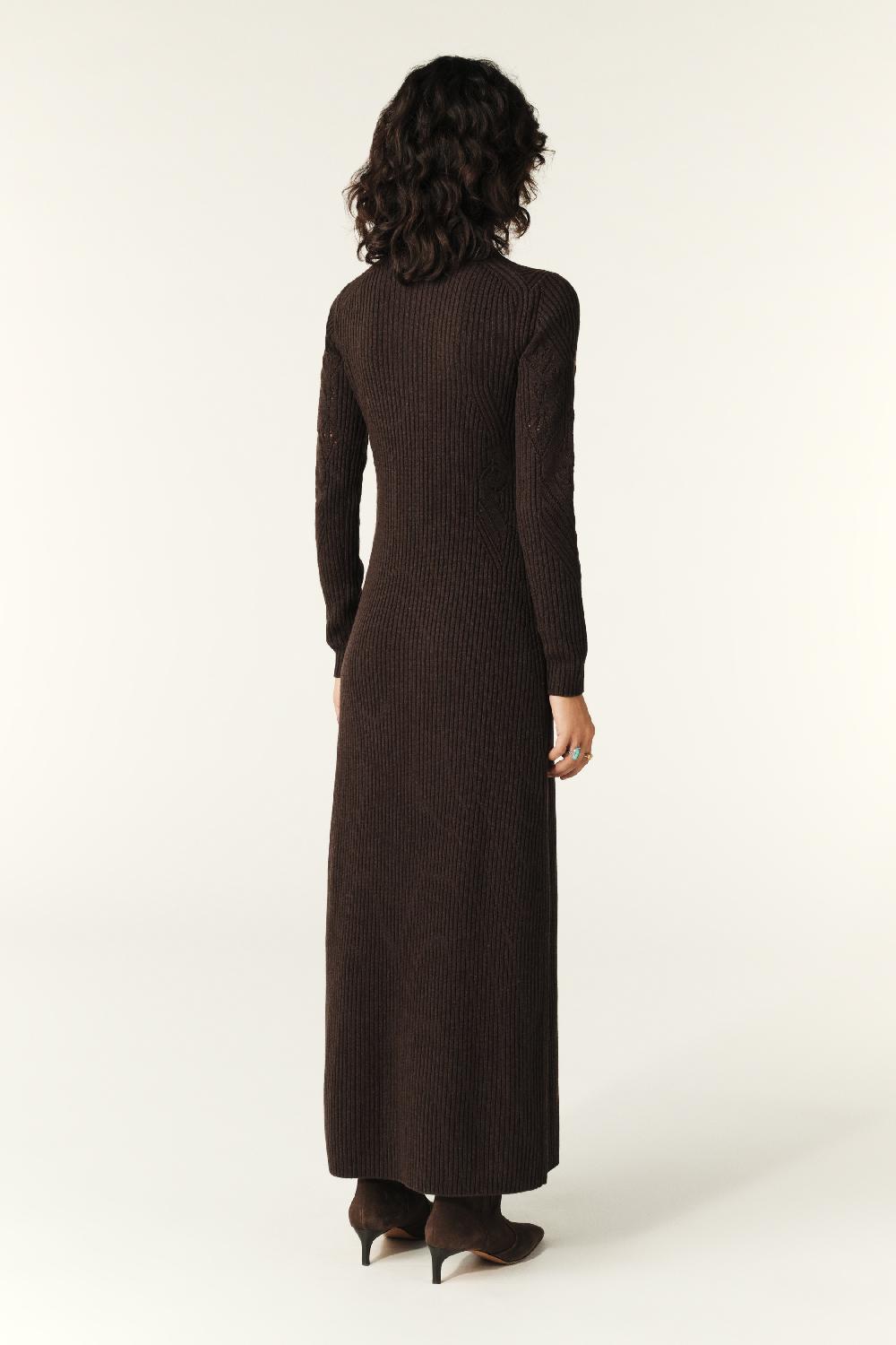 Ba&sh Robe Midi Maille Armia Marron