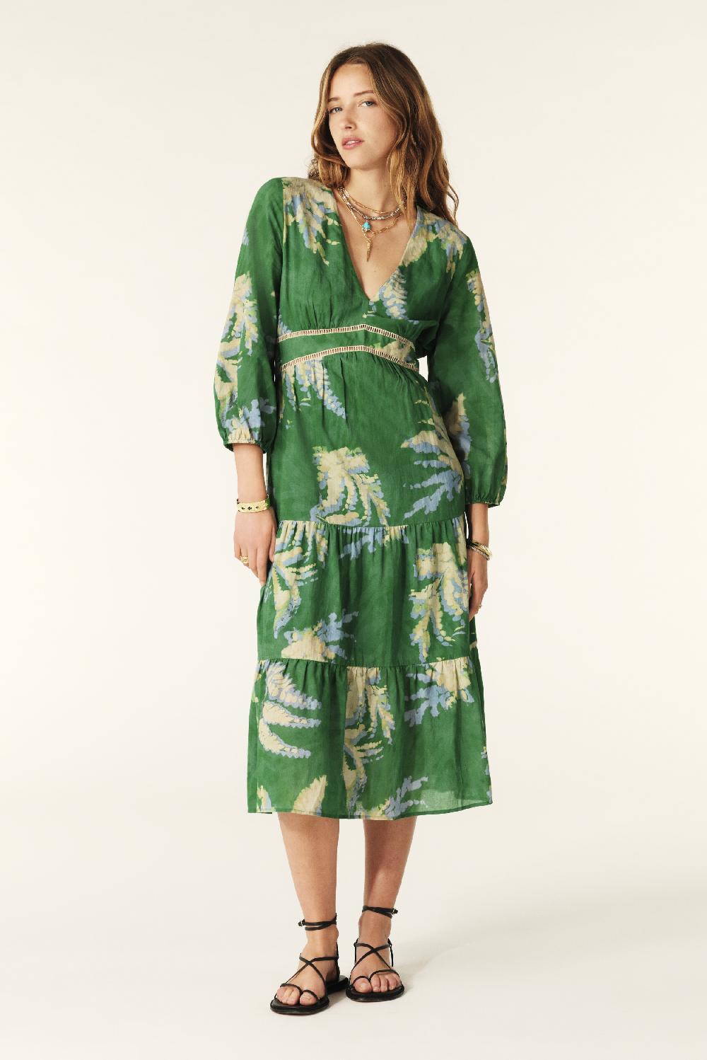 ba&sh Robe Midi Parela Vert