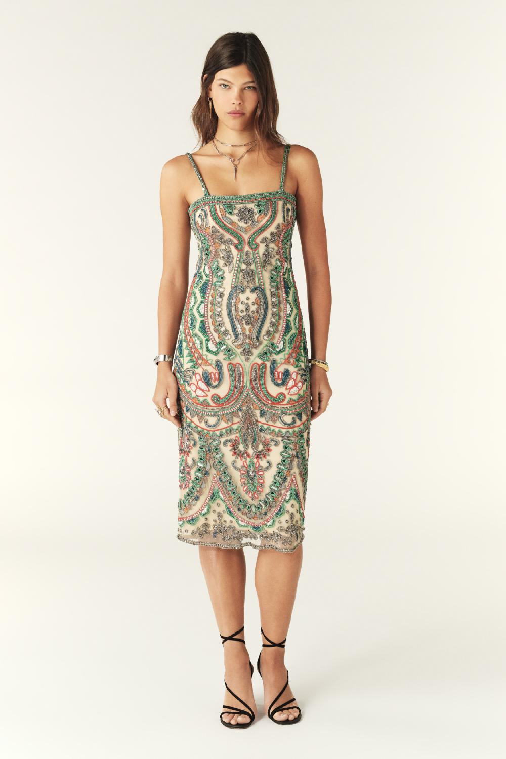 ba&sh Robe Midi Shaggy Multi