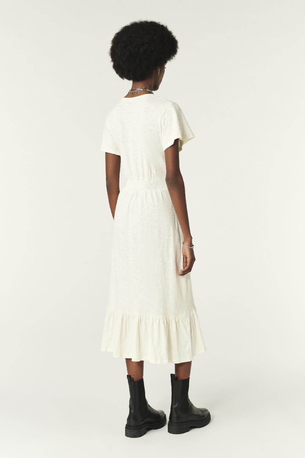Ba&sh Robe Midi Valma Blanc Ecru