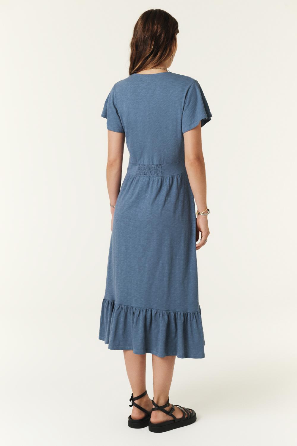 Ba&sh Robe Midi Valma Bleu