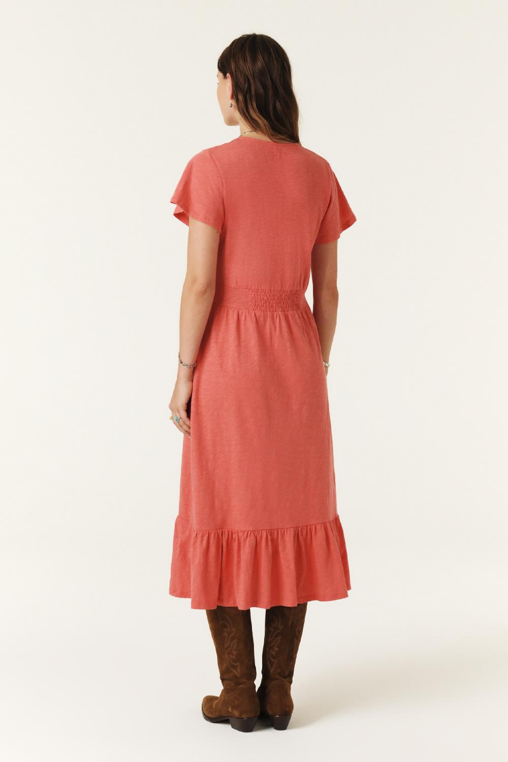 Ba&sh Robe Midi Valma Corail