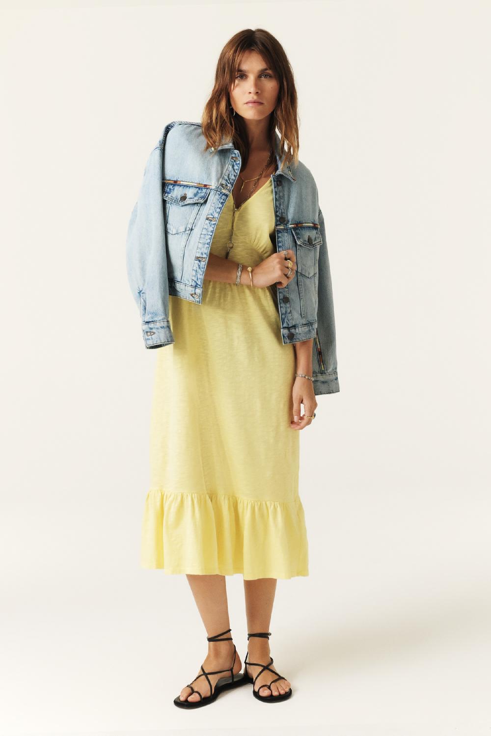 Ba&sh Robe Midi Valma Jaune