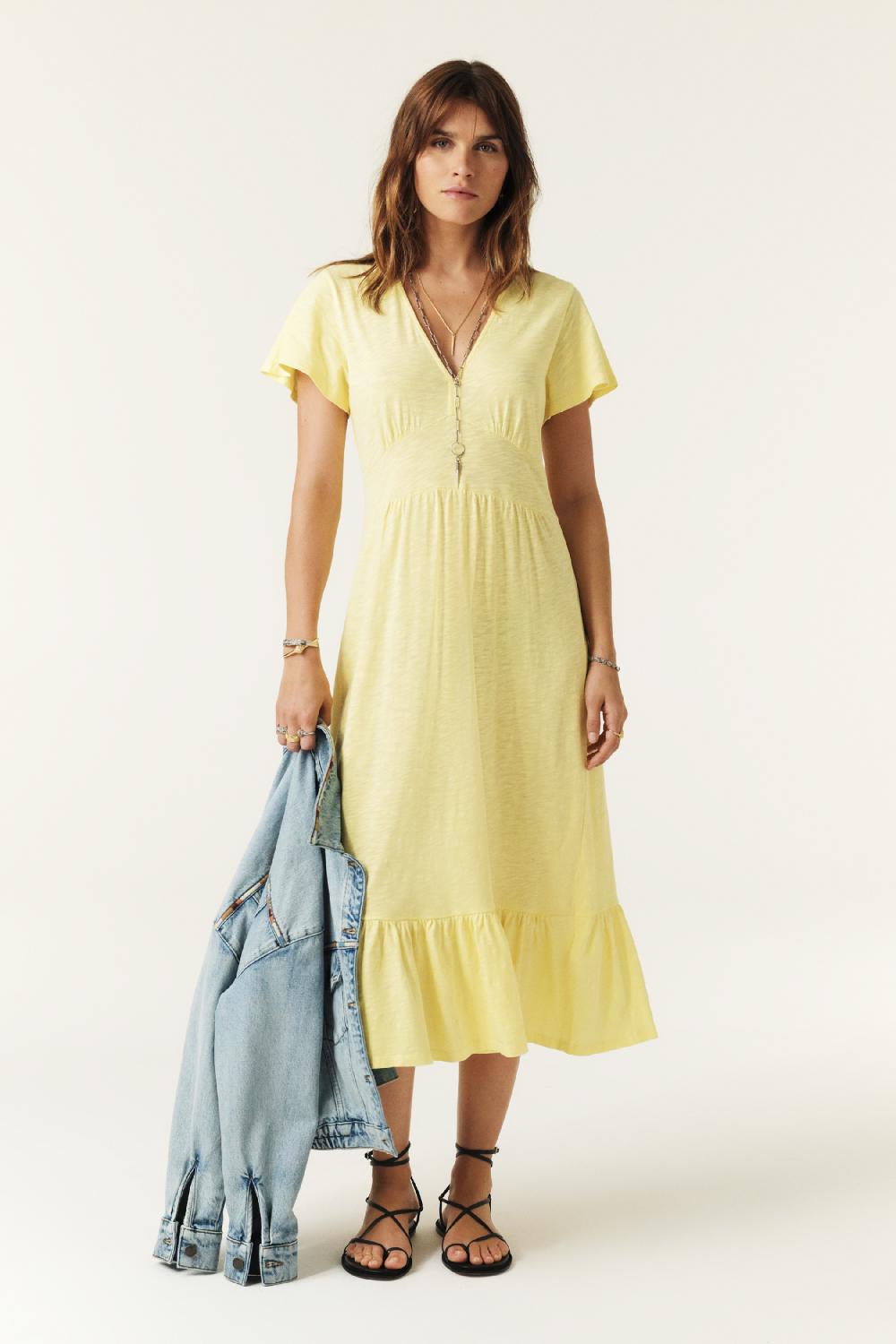 Ba&sh Robe Midi Valma Jaune