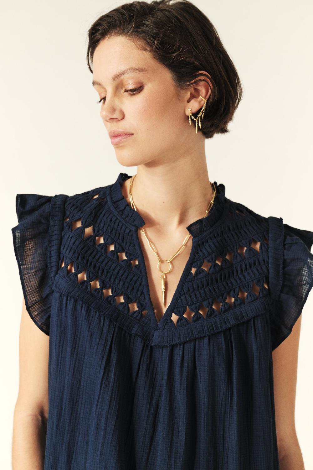 Ba&sh Robe Mini Bluma Marine