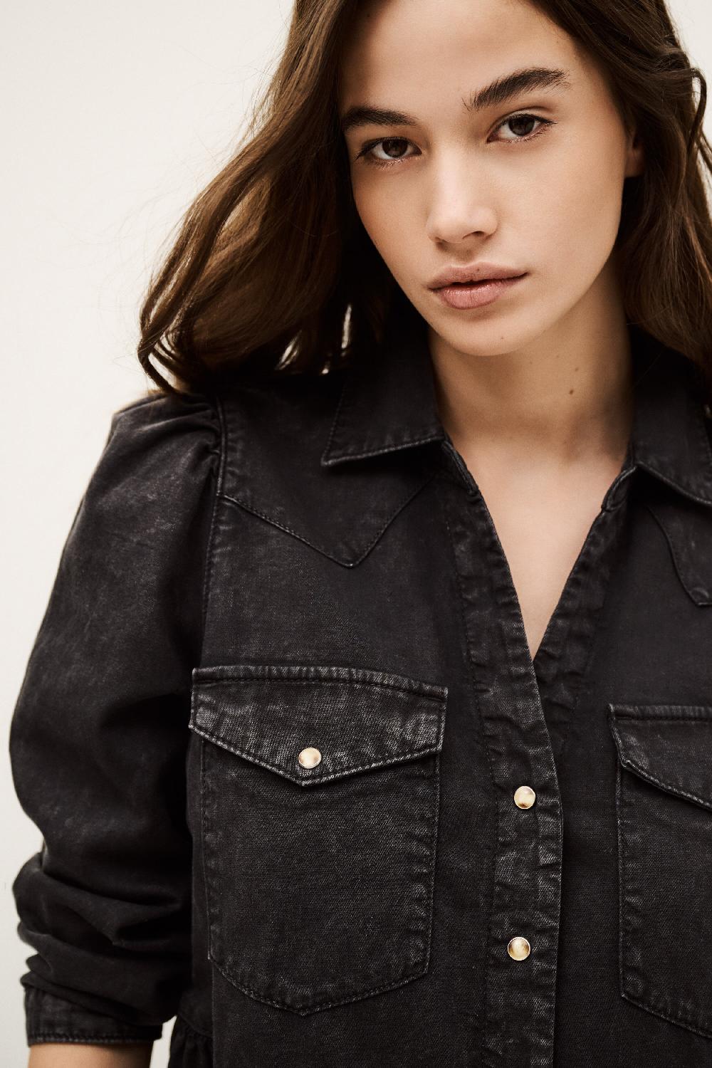 Ba&sh Robe Mini En Denim Binona Noir