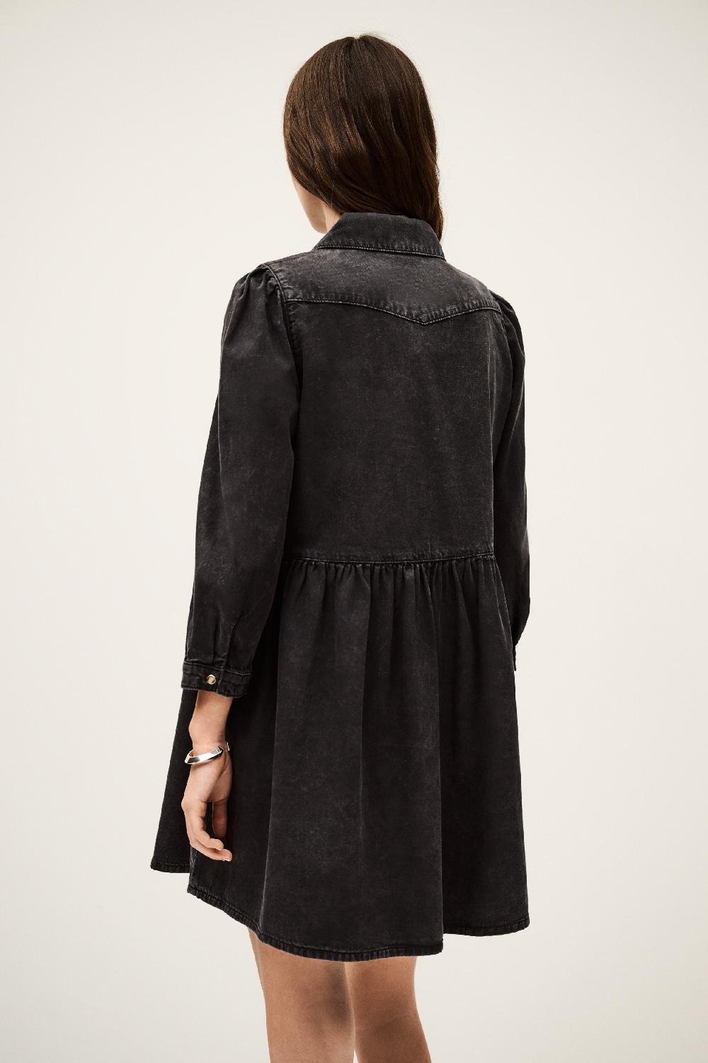 Ba&sh Robe Mini En Denim Binona Noir